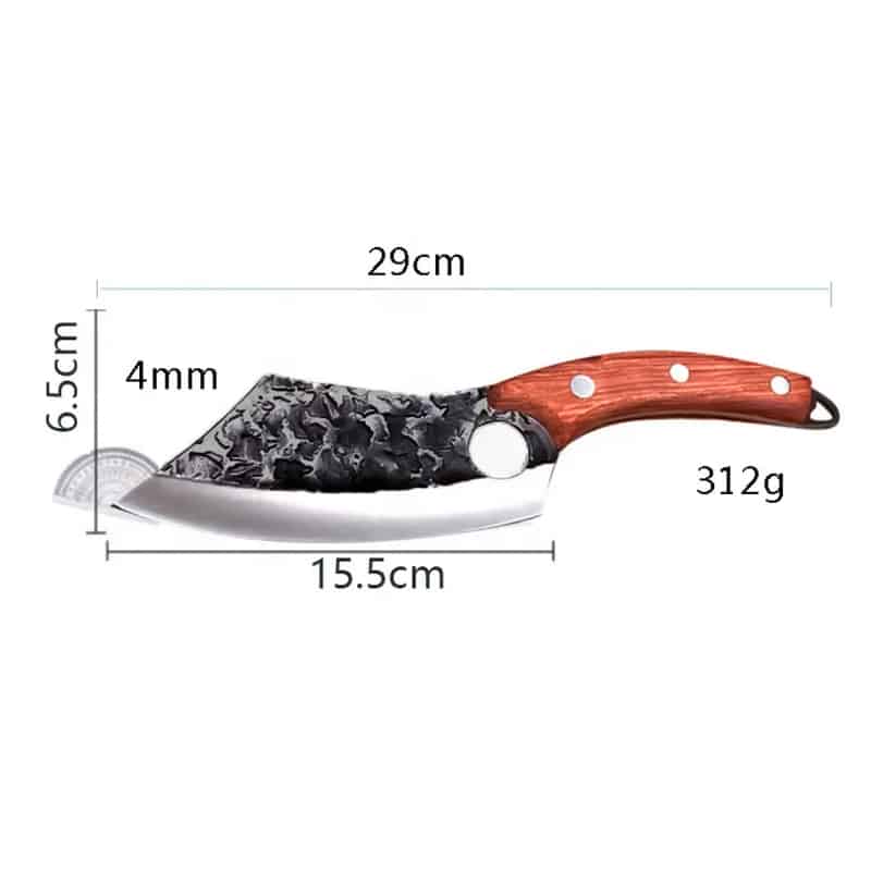 Cuțit profesional cu husă HOCHO seria Camping II, oțel japonez HRC 60 călire manuală, mâner lemn – imagine produs 10