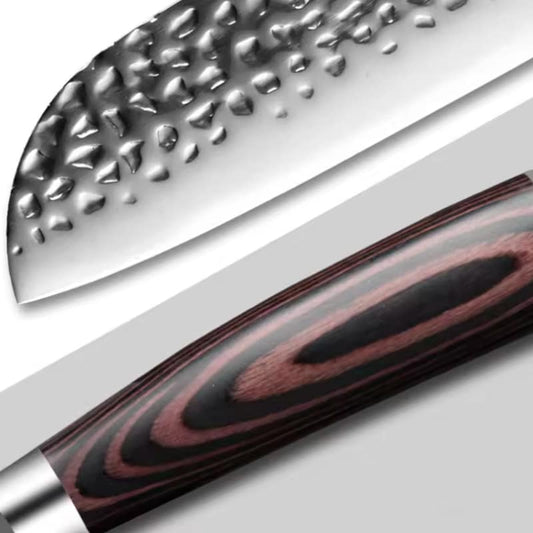 Cuțit profesional HOCHO Santoku, oțel japonez HRC 60 călire manuală, mâner Deluxe Pakka – imagine produs 2