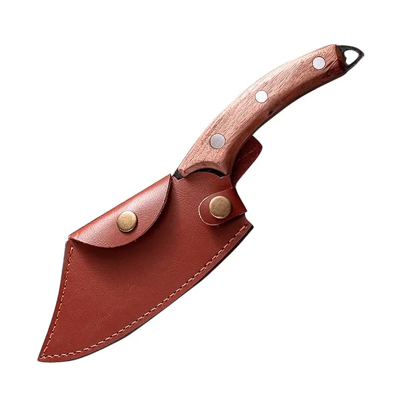 Cuțit profesional cu husă HOCHO seria Camping II, oțel japonez HRC 60 călire manuală, mâner lemn – imagine produs 3