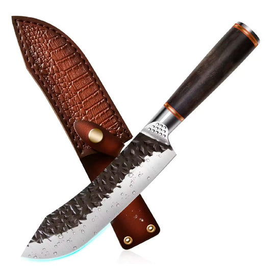 Cuțit profesional cu husă HOCHO Dezosat, seria Brutus, oțel japonez HRC 60, călire manuală, mâner Deluxe Pakka