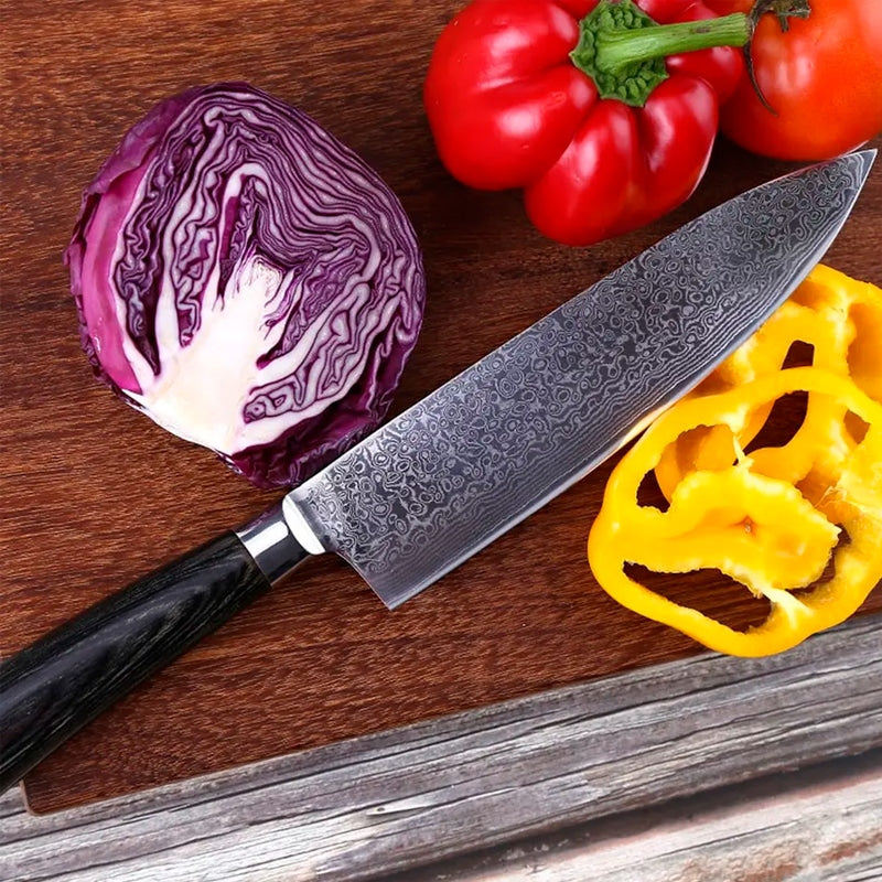 Cuțit profesional HOCHO Chef, Damascus HRC 60, mâner G10 – imagine produs 4