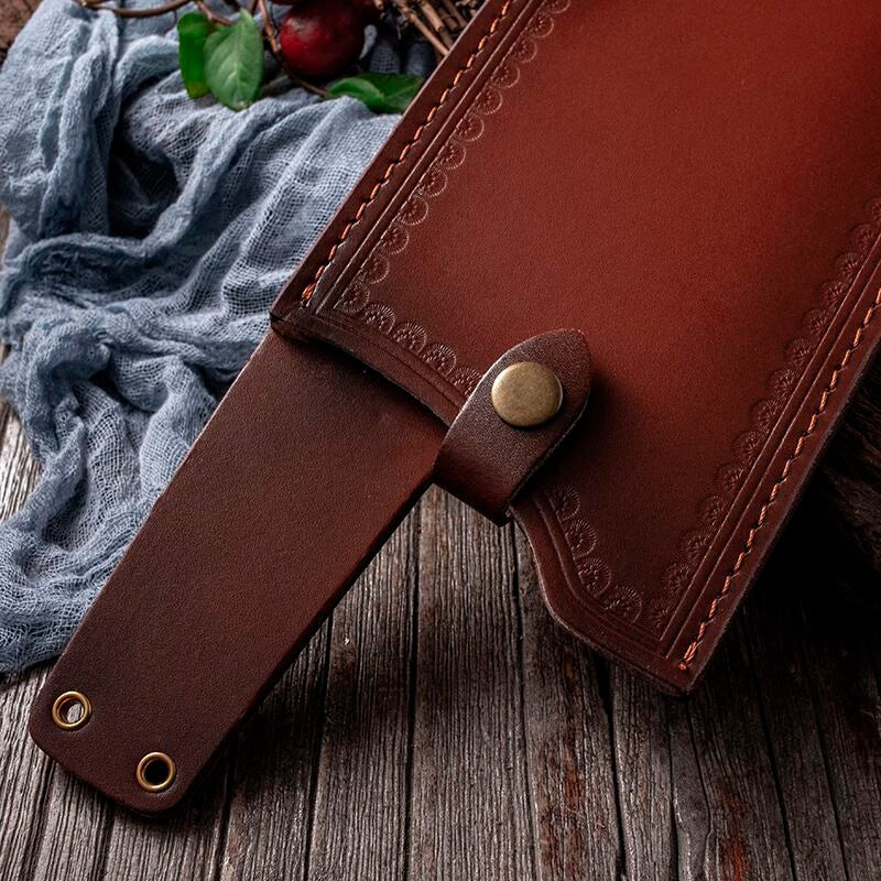 Husa cutit cu prinderea de centura HOCHO din piele vegana EXTRA PRO, pentru cutitul Serbian, 23cm x 12cm, Maro image 4