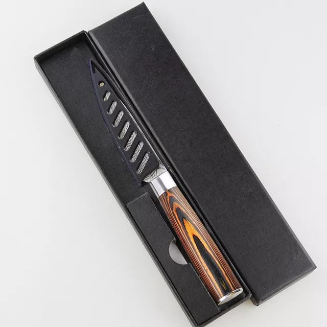 Cuțit profesional JP KAISAKI, oțel carbonificat japonez HRC 60 călire laser, mâner Deluxe Pakka – imagine produs 3