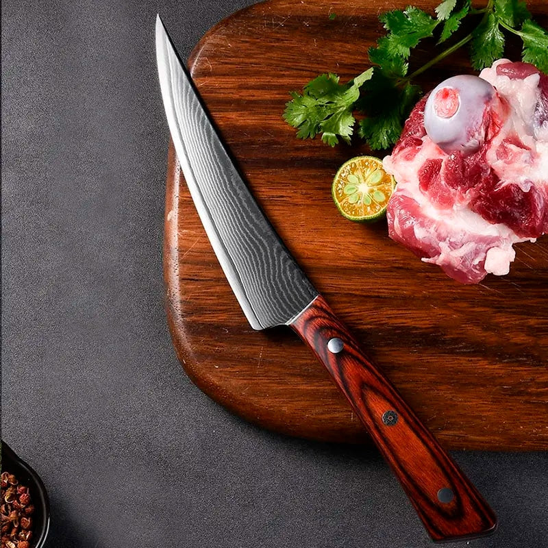 Cuțit profesional HOCHO Măcelar, Damascus L HRC 60, mâner Deluxe Pakka – imagine produs 2