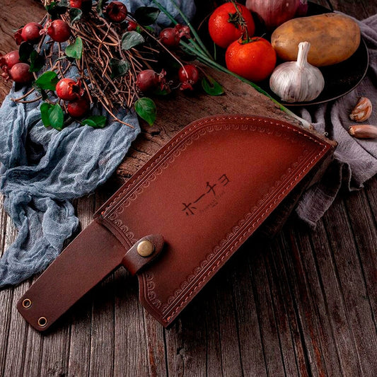 Husa cutit cu prinderea de centura HOCHO din piele vegana EXTRA PRO, pentru cutitul Serbian, 23cm x 12cm, Maro image 1