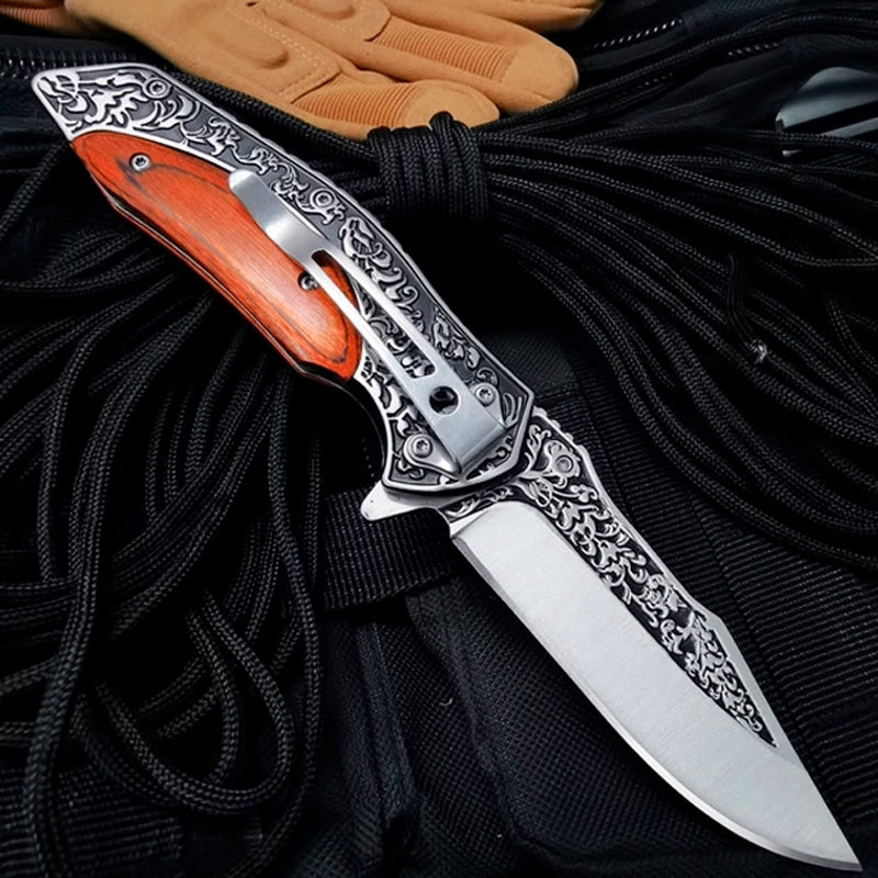 Briceag cu  lama pliabilă, otel japonez, maner Delux Pakka, Maro image 1