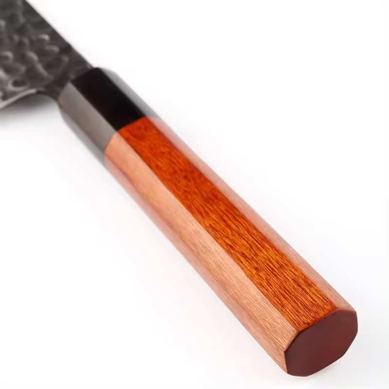 Cuțit profesional HOCHO Santoku seria JP, oțel japonez HRC 60 călire manuală, mâner Deluxe Pakka – imagine produs 7