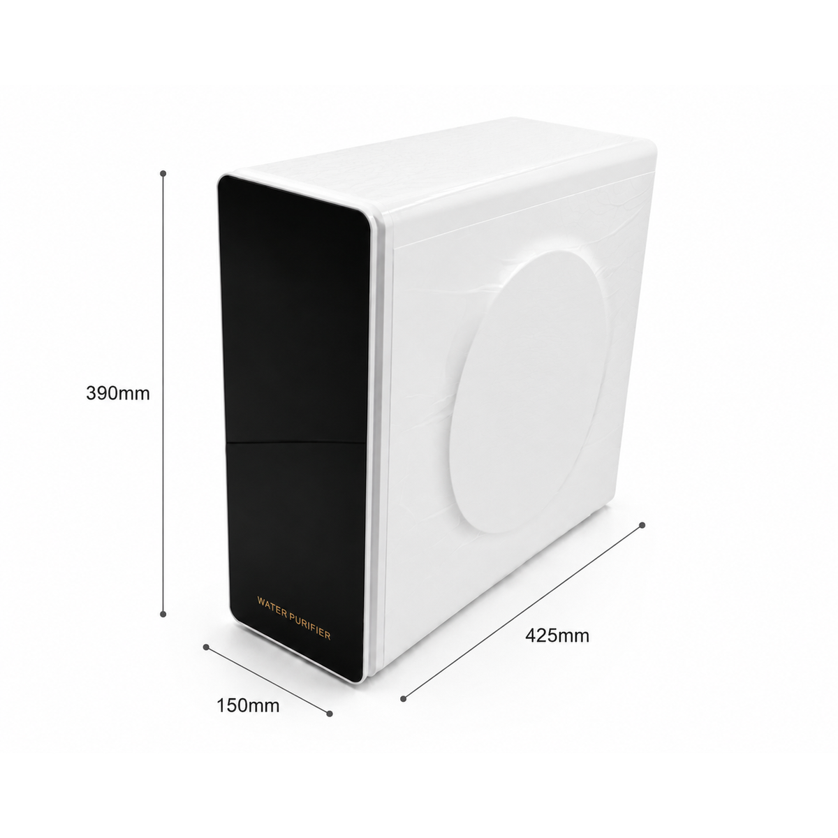 AQUAROO - dimensiunile sistemului AR03-LL: 390 × 150 × 425 mm